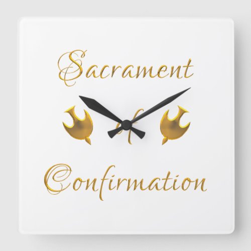 Golden Sacrament of Confirmation and Holy Spirit Square Wall Clock