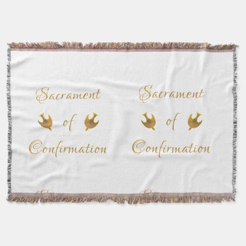 Golden Sacrament of Confirmation and Holy Spirit Throw Blanket