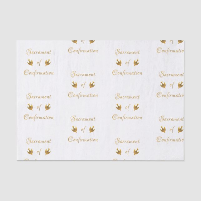 Golden Sacrament of Confirmation and Holy Spirit Tissue Paper (Front)