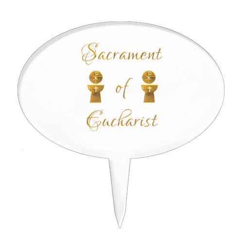 Golden Sacrament of Eucharist Host and Chalice Cake Topper
