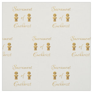 Golden Sacrament of Eucharist Host and Chalice Fabric