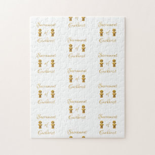 Golden Sacrament of Eucharist Host and Chalice Jigsaw Puzzle