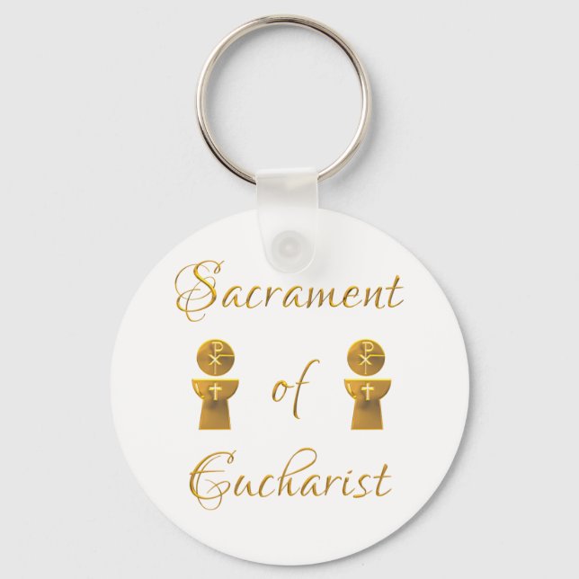 Golden Sacrament of Eucharist Host and Chalice Keychain (Front)