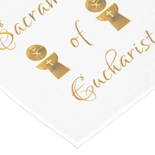 Golden Sacrament of Eucharist Host and Chalice Short Table Runner