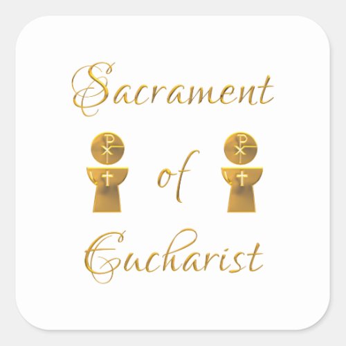 Golden Sacrament of Eucharist Host and Chalice Square Sticker