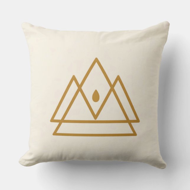 Golden Sacred Peaks Throw Pillow (Front)