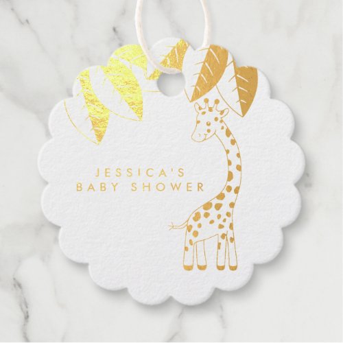 Golden Safari Baby Shower Baby Giraffe Favor Tag