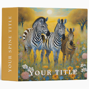 Golden Safari Zebra 3 Ring Binder
