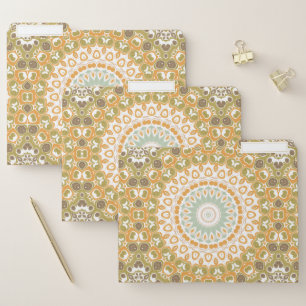 Golden Sage Circular Mandala Pattern File Folder