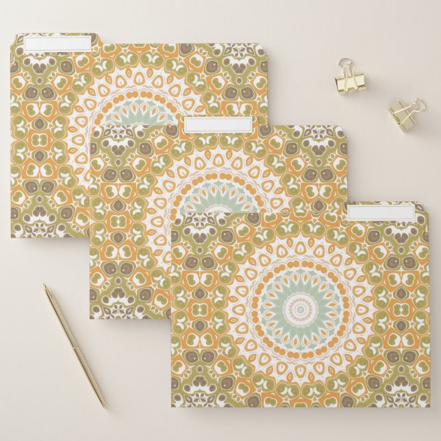 Golden Sage Circular Mandala Pattern File Folder (Set)