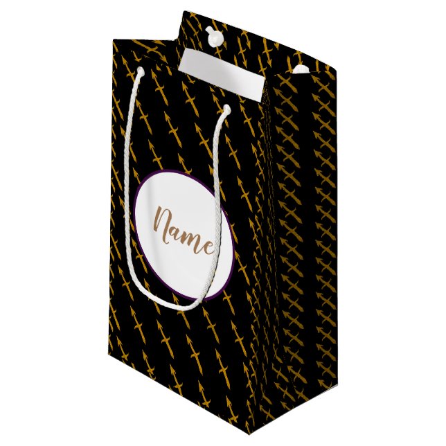 Golden Sagittarius Astrology SignPersonalized Small Gift Bag (Front Angled)