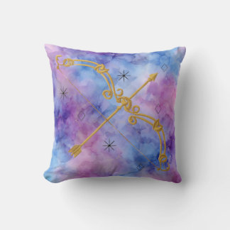 Golden Sagittarius Throw Pillow