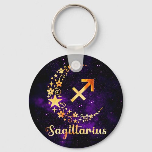 Golden Sagittarius Zodiac Keyring