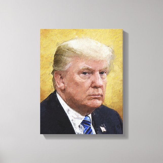Golden Saint Trump Oil Painting Portrait Canvas Print (Front)