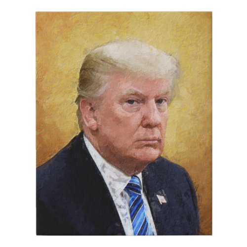 Golden Saint Trump Oil Painting Portrait Faux Canvas Print