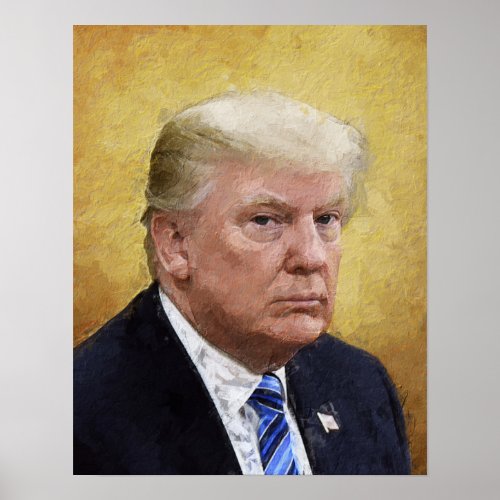 Golden Saint Trump Oil Painting Portrait Poster