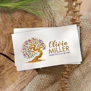 Golden Sakura Tree - Colorful Blossom Business Card