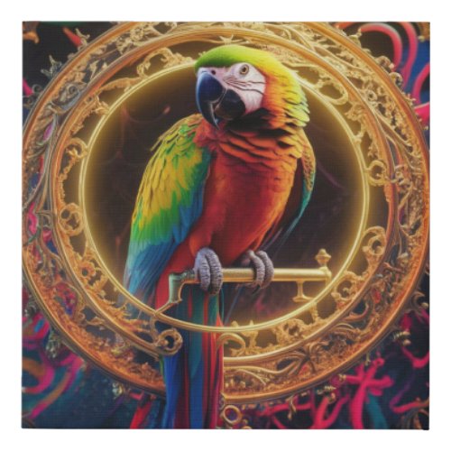 Golden Sanctuary Majestic Macaw Faux Canvas Print