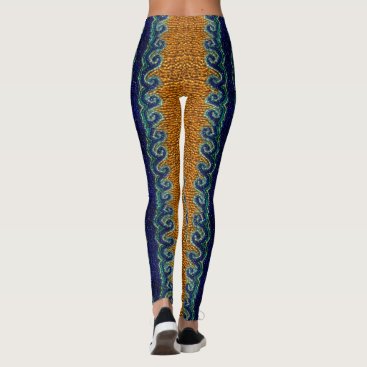 Golden sand and curly waves beaded print design leggings Golden sand and curly waves beaded print design leggings