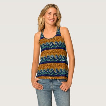 Golden sand and curly waves beaded print design tank top Golden sand and curly waves beaded print design tank top