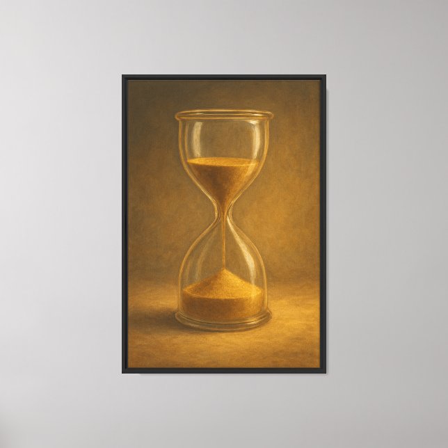 Golden Sand Hourglass – Timeless Art Canvas Print (Front)