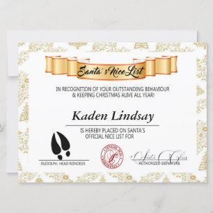 Golden Santa's Nice List Holiday Card