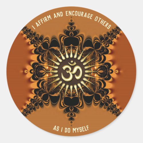 Golden Satin Lace OM Spiritual Affirmations Classic Round Sticker