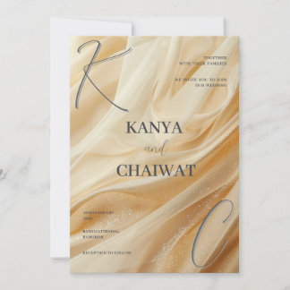 Golden Satin Luxe Wedding Invitation | Sparkle Cre
