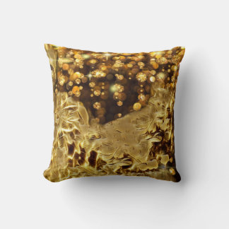 Golden Satin Sequin Sparkle Throw Pillow