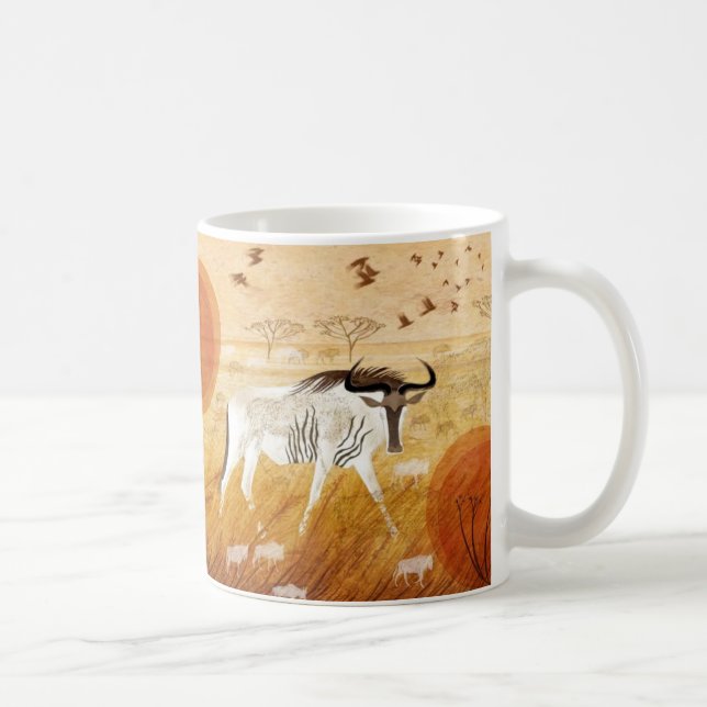 Golden Savannah Journey Whimsical Wildebeest Coffe Coffee Mug (Right)