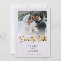 Golden Save the Date couple photo classic card