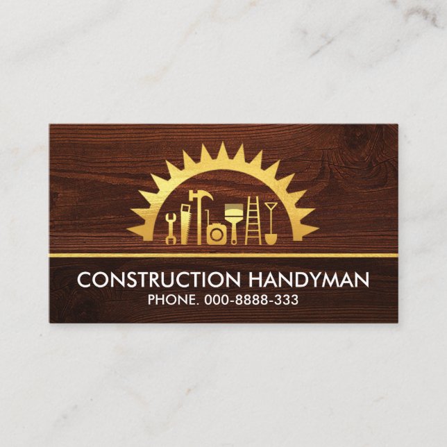 Golden Saw Handyman Tools Timber Business Card (Front)