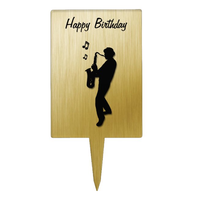 Golden Saxophone Player Cake Topper (Front)