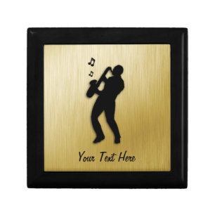 Golden Saxophone Player Personal Jewelry Box