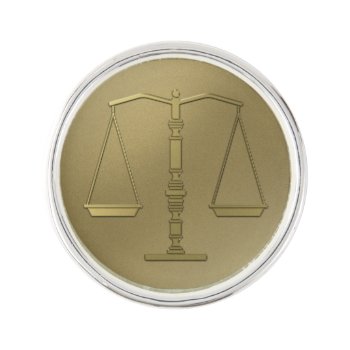 Golden Scales Of Justice | Elegant Lapel Pin by wierka at Zazzle