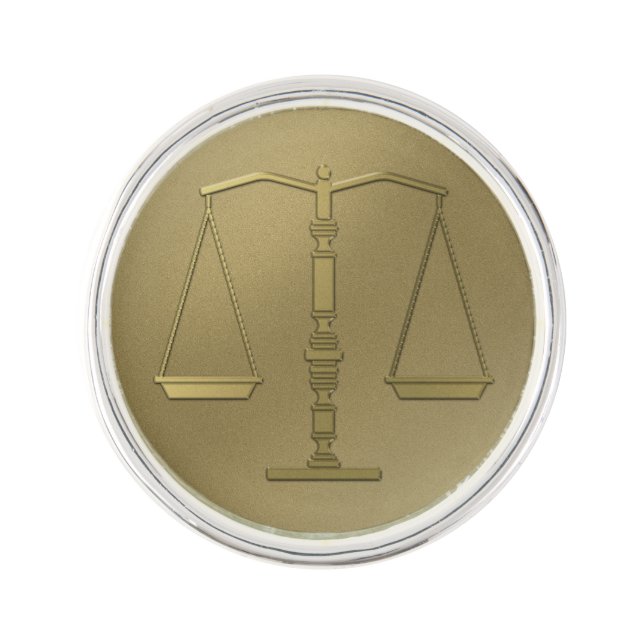 Golden Scales of Justice | Elegant Lapel Pin (Front)