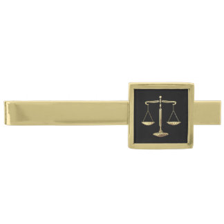 Golden Scales of Justice Gold Finish Tie Bar
