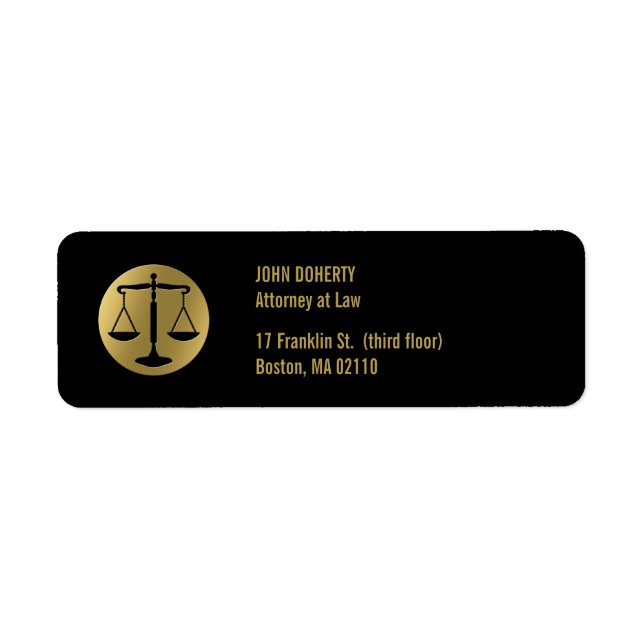 Golden Scales of Justice | Law Label (Front)