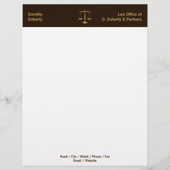 Golden Scales of Justice | LAW OFFICE Letterhead (Front)