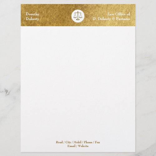Golden Scales of Justice LAW OFFICe Letterhead