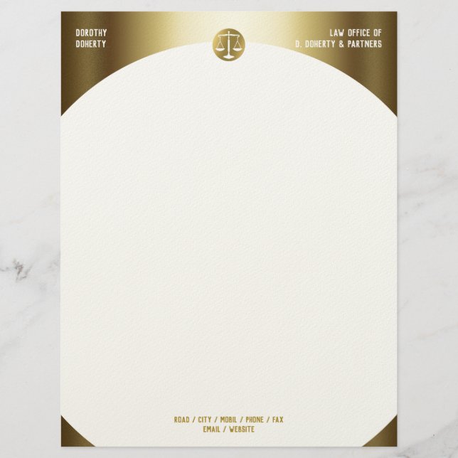 Golden Scales of Justice | LAW OFFICE Letterhead (Front)