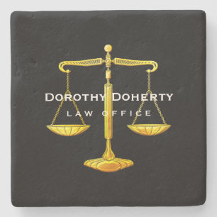 Golden Scales of Justice Law School Gifts Stone Coaster