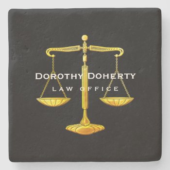 Golden Scales Of Justice | Law School Gifts Stone Coaster by wierka at Zazzle
