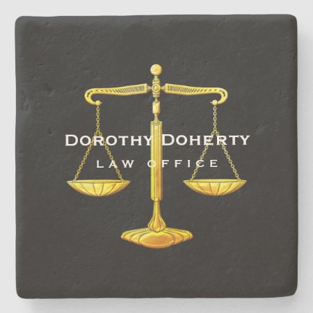 Golden Scales Of Justice | Law School Gifts Stone Coaster
