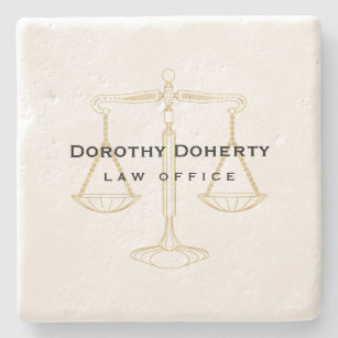Golden Scales of Justice   Law School Gifts Stone Coaster