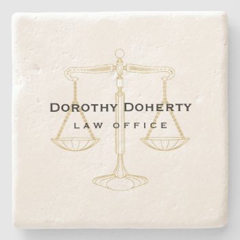 Golden Scales Of Justice | Law School Gifts Stone Coaster by wierka at Zazzle