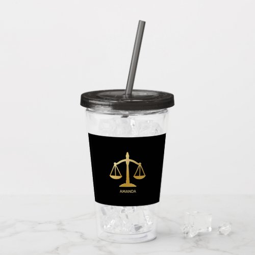 Golden Scales of Justice Law Theme Design Acrylic Tumbler