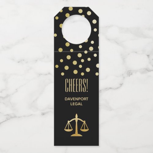 Golden Scales of Justice Law Theme Design Bottle Hanger Tag