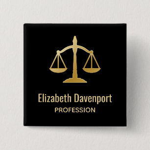 Golden Scales of Justice Law Theme Design Button