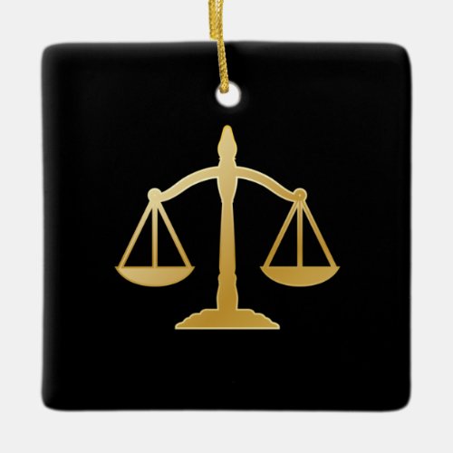 Golden Scales of Justice Law Theme Design Ceramic Ornament
